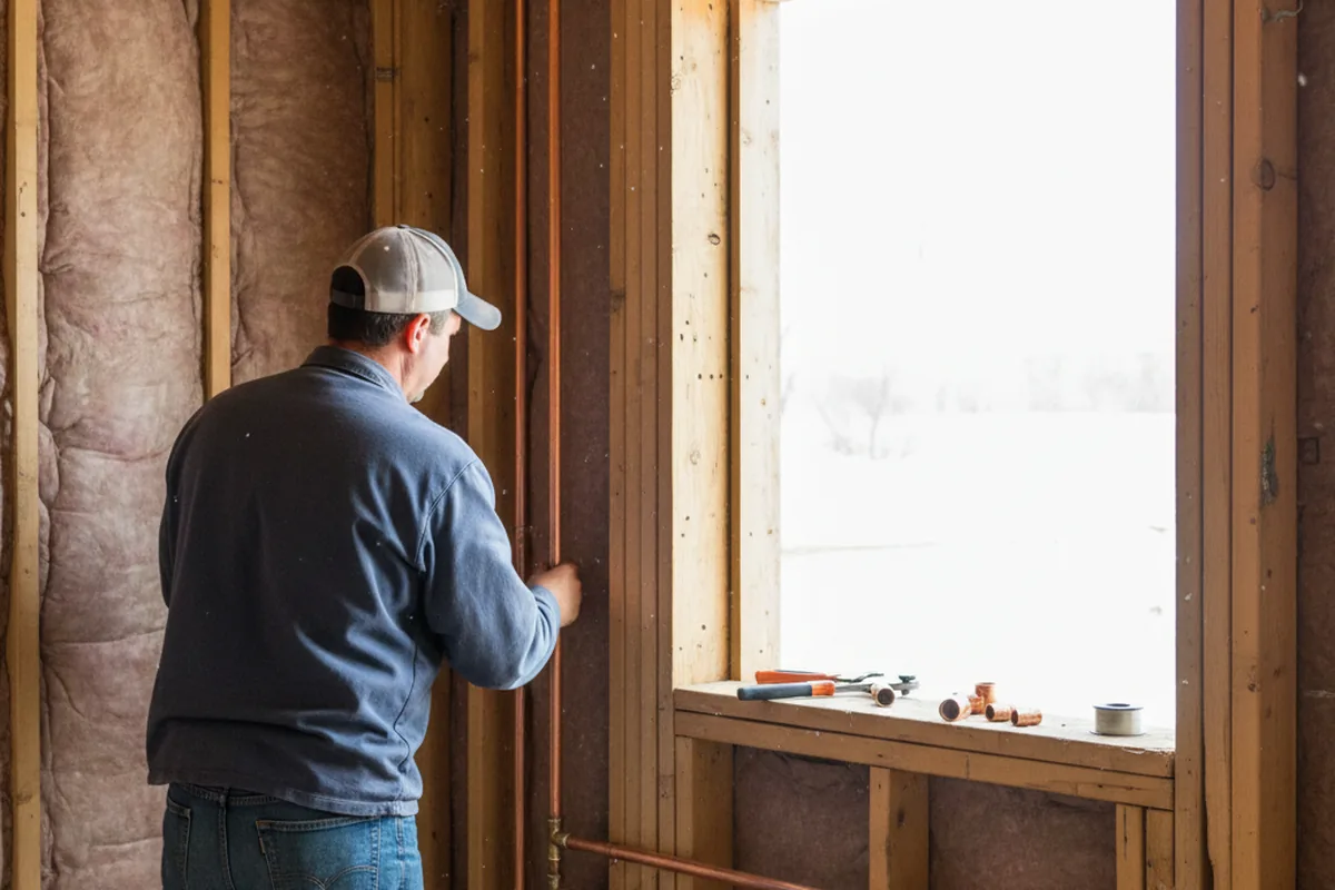 Licensed plumber running new copper supply lines in a Bear River City home